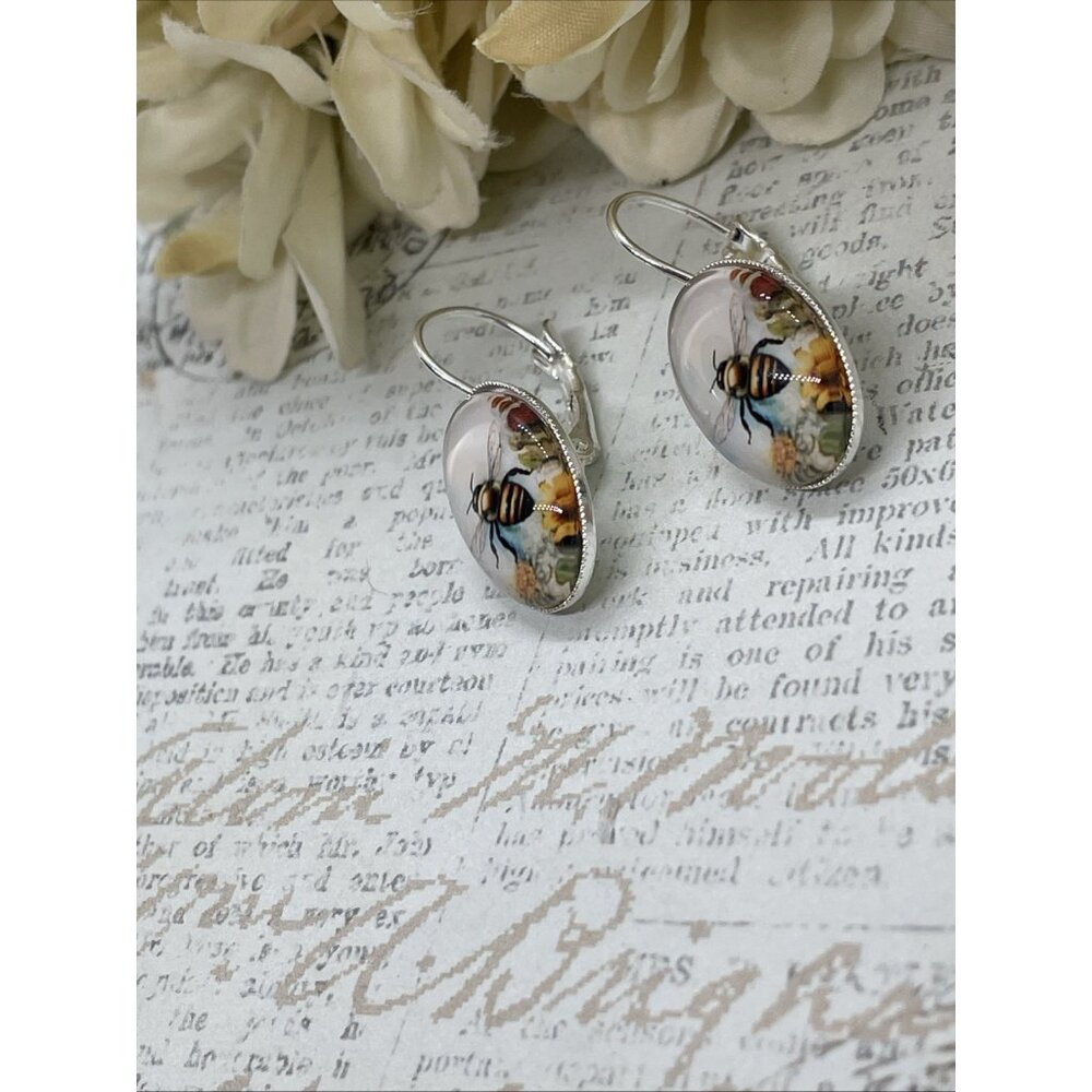 Frosted Tulip Pink Gift Silver Boutique French Wire Earrings Wedding Anniversary - Picture 10 of 14
